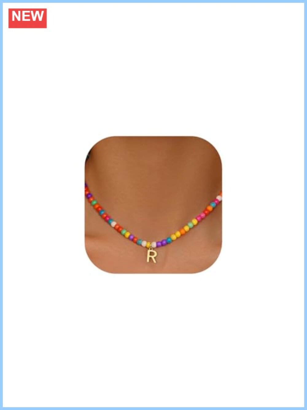 Trendy Beaded Initial Necklace - 18k Gold Plated Dainty Letter Choker for Teen
